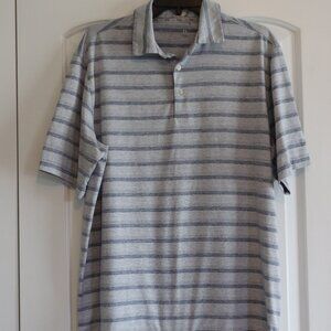 Walter Hagen Perfect 11Majors Championship Grey/White Stripe Golf Polo Large
